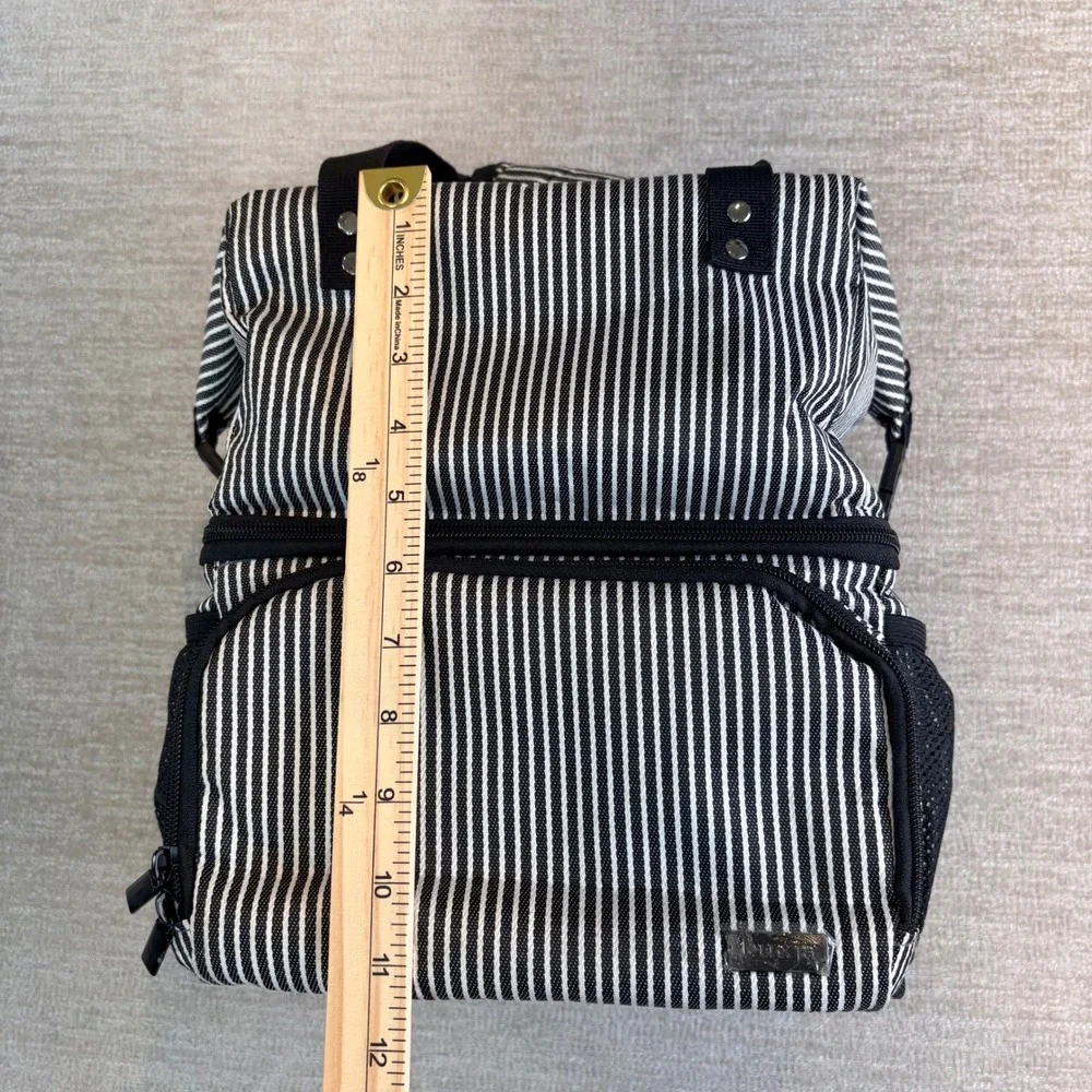 Luxja Breast Pump Bag Women OS Black White Pinstripe Insulated Professional